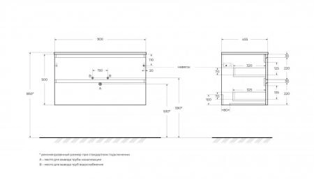 Керамическая раковина BB900ETL 910x460x170