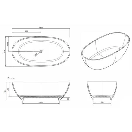 Knief Oval Shape Ванна отдельностоящая 180х93x56см., из полимерного материала, цвет: Marine blue # XXX