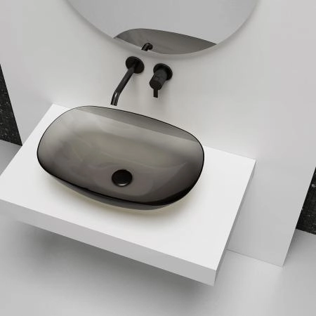 Раковина прозрачная Vincea VBS-6T12B, 540*360*150, накладная, цвет черный смола