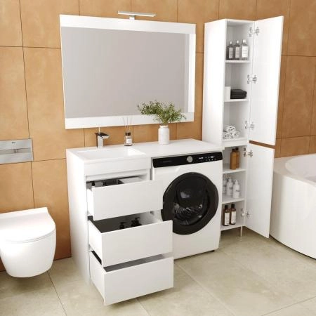 Тумба напольная Style Line Даллас 110 (3 ящ.) Люкс белая, PLUS