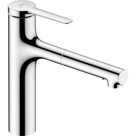 Смеситель Hansgrohe 74804000 Zesis для кухни 163 мм, выдвижной излив, 2 реж., sBox lite хром