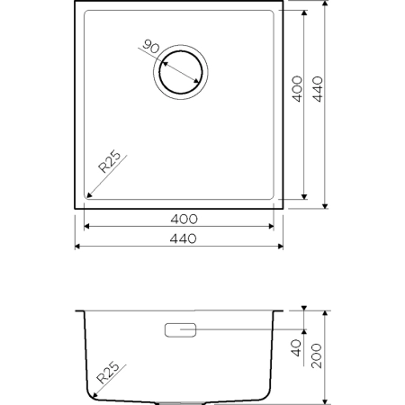 Кухонная мойка Omoikiri Tadzava 44-U-IN Quadro 4993509, 440*440, нержавеющая сталь
