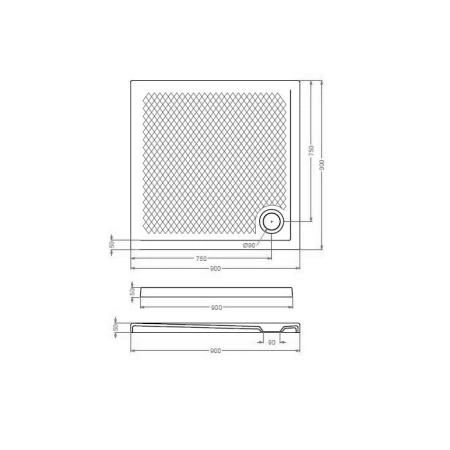 Artceram Душевой поддон 90x90х5.5cм., квадратный, цвет: grigio oliva