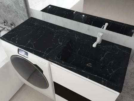 Раковина над стиральной машиной Uperwood Марсал 120 см, правая, черный мрамор