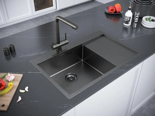 Кухонная мойка Paulmark ATLAN L PM217851-GML вороненая сталь левая 780х10мм нерж. Сталь