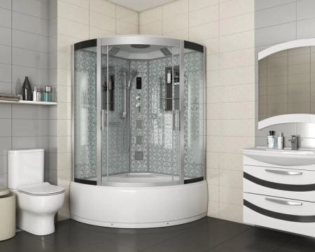 Душевая кабина Niagara Luxe NG-7744W (1200x1200х2150) высокий поддон стенки БЕЛЫЕ