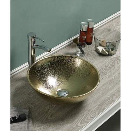 Раковина CeramaLux NC 7226SJ 41 см на столешницу, цвет золото