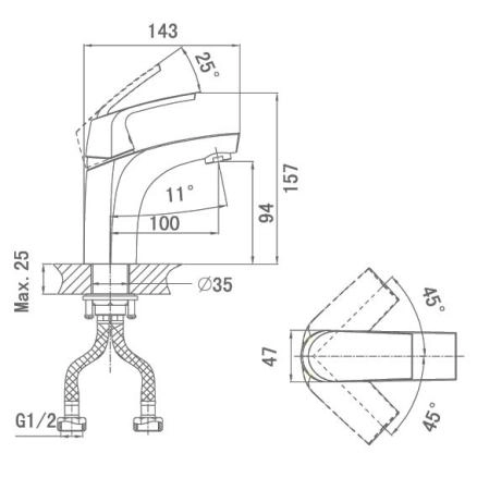Смеситель для раковины D&K Rhein Feuerbach (DA1282101)