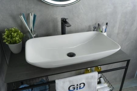 Раковина Gid N9122 71x40 на столешницу белая