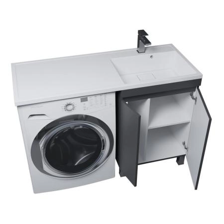 Тумба под стиральную машину Uperwood Magenta, 50 см, напольная, черная, с дверцами