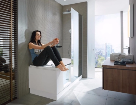 DURAVIT Shower + Bath Bathtub Ванна 170х75хh210.5см, прямоугольная с входной дверью и душевой шторкой, DX - правосторонняя, цвет: белый