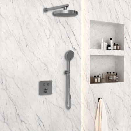 Душевой комплект Vincea Inspire VSFW-4I212GM встраиваемый, двухрежимный, вороненая сталь