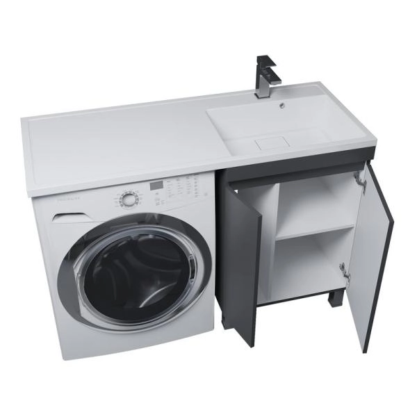 Тумба под стиральную машину Uperwood Magenta, 50 см, напольная, черная, с дверцами