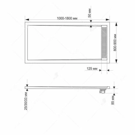Душевой поддон прямоугольный RGW 103949-W 900x1000 14202910-01 литьевой мрамор