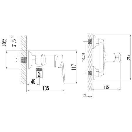 Смеситель для душа AZARIO CASTELO с ручным душем, хром (AZ-VJC338274C)