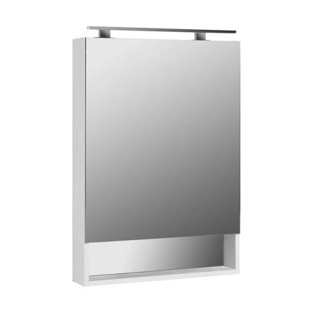 Roca The Gap Original Зеркальный шкаф 60x12.9x85см, с LED-светильником, блоком с розеткой, цвет: белый матовый