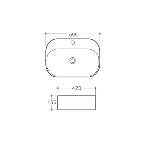 Раковина Vincea VBS-306, 595*420*155, накладная, цвет белый фарфор
