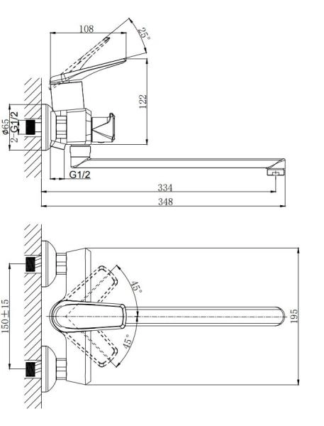 Смеситель для ванны RUSH Nevis с поворотным изливом (NE1735-51)