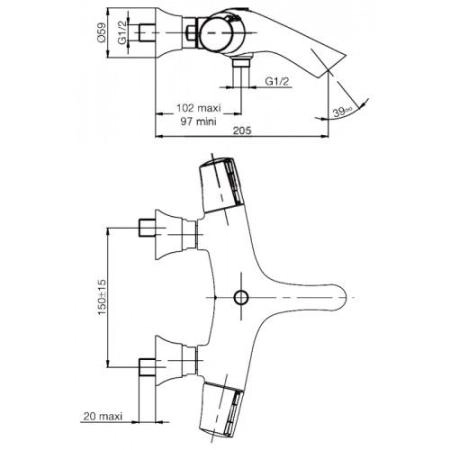 Термостатический смеситель для ванны и душа Jacob Delafon Symbol E71684