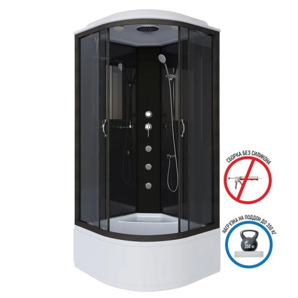 Душевая кабина Niagara NG-6508-14G 900х900х2150 высокий поддон 40см стекло тонированное алюм черный