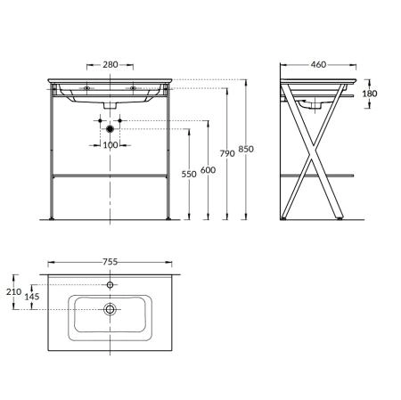 Металлическая структура Kerama Marazzi PIANO NEXT ПИАНО НЕКСТ PIA.N.75\BLK напольная 75, черная матовая