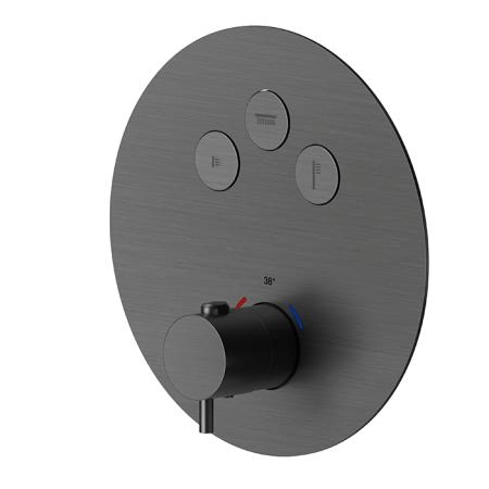 Newform X-Steel 316 Наружная часть для термостатического смесителя, на 3 источника, переключение - кнопки (для 27752) цвет: PVD Brushed gun metal