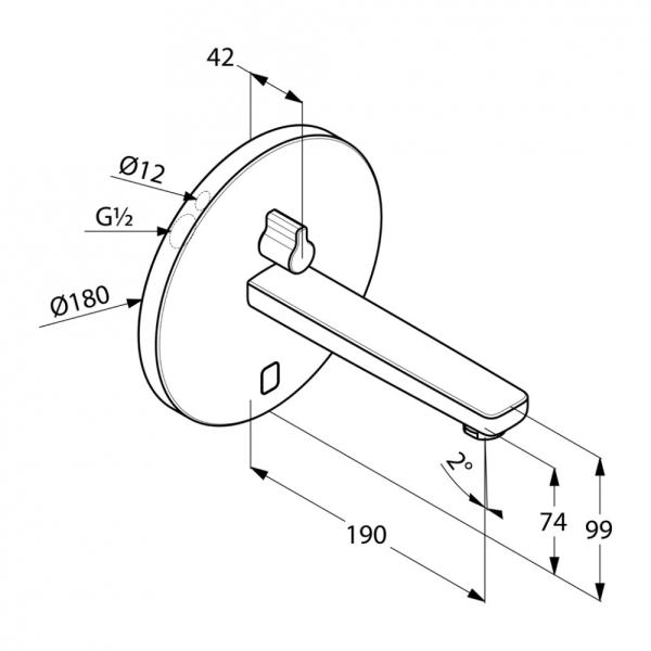 Смеситель для раковины Kludi Zenta E 3850105, электронный, питание от сети или от батарейки