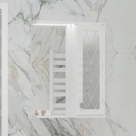 Зеркало-шкаф с LED подсветкой Volna Milena 55 правое белый глянец