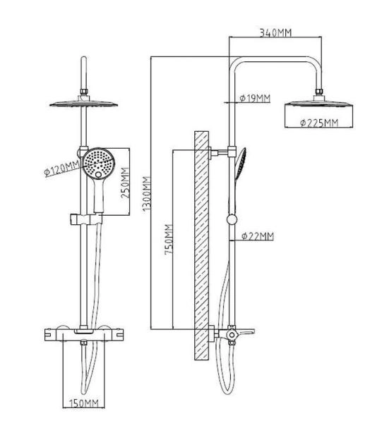 Душевая система ESKO c термостатом STT5054 хром