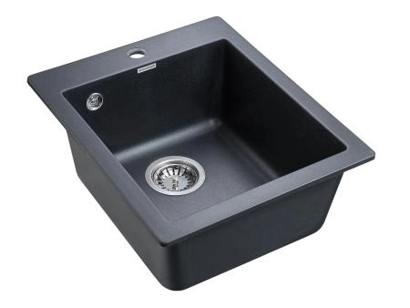Мойка для кухни Paulmark LEER, PM104249-BLM, черный металлик, 415х490 мм