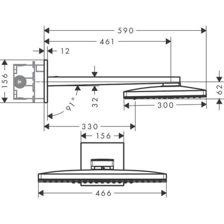Верхний душ Hansgrohe Rainmaker Select 24005600, черный/хром