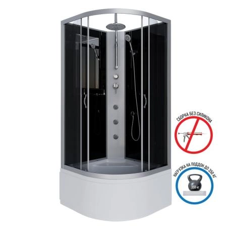 Душевая кабина Niagara NG-2507-14BKTG 800х800х2100-2400 высокий поддон 40см стекло тонированное