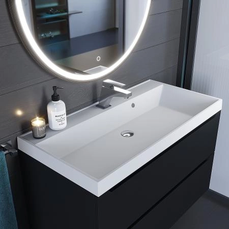 Раковина кварцевая Uperwood Classic Quartz 90 см, белая матовая, жасмин