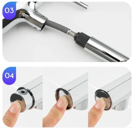 Смеситель для раковины Gappo G1052-70 с выдвижным изливом хром