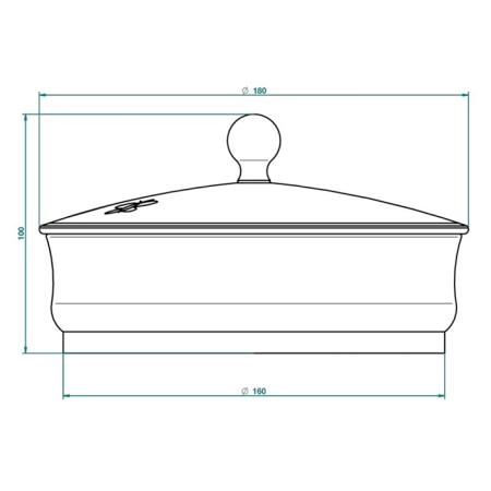 THG CAPUCINE VERT DECOR PLATINE Китайская лакированная коробка с белой керамической крышкой Ø180 мм., big size, декор платина/зеленый, цвет: белый