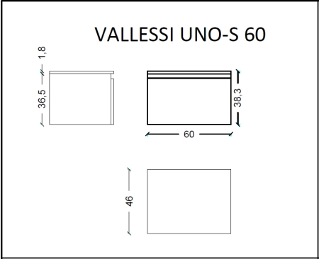 Ящик под столешницу Boheme 60см АНТРАЦИТ мат. VALLESSI UNO-S 897-060-A mat