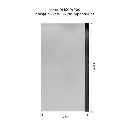 Шторка на ванну Terminus Ното 2CW150х70BT 150х70 тонированная, распашная черный