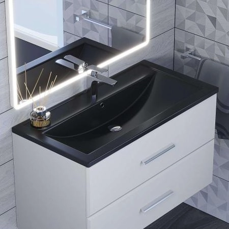 Раковина кварцевая Uperwood Foster Quartz 90 см, черная матовая, уголь