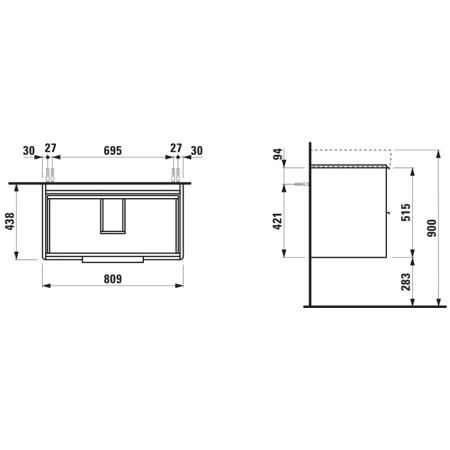 Laufen Base База с раковиной, 85x46см, подвесная, с 2 ящиками, цвет: белый матовый