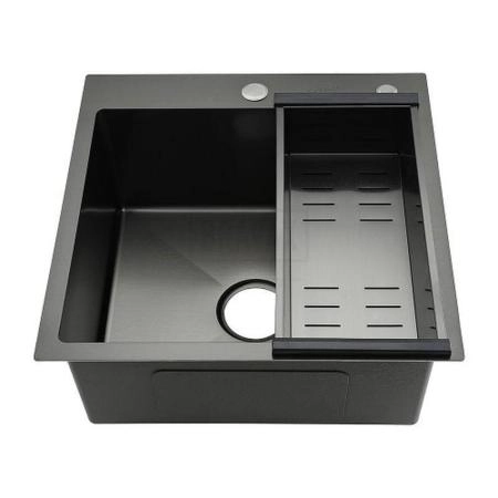 Кухонная мойка Gappo GS5050-6 500x500x215mm 0.8мм с коландером Черный