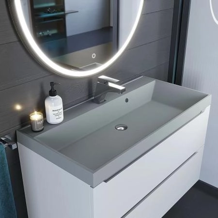Раковина кварцевая Uperwood Classic Quartz 100 см, серая матовая, платина