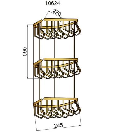 Угловая тройная Полка Boheme (металл) IMPERIALE 10428