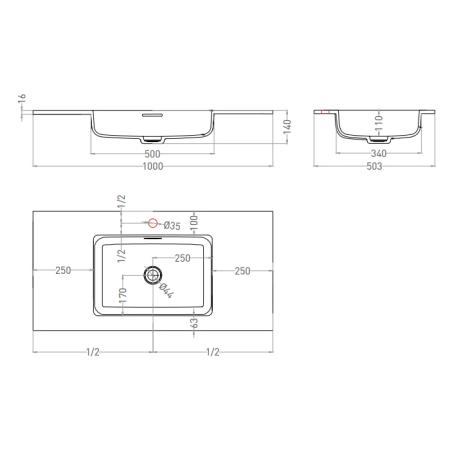 Salini Onda Plus Essentials Раковина 100х50х14см., подвесная, 1 отв., цвет: белый матовый