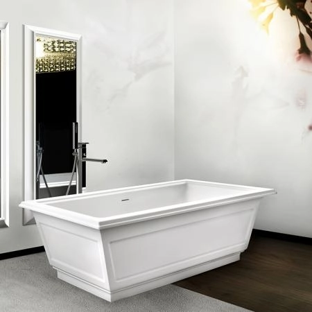Gessi Eleganza Ванна отдельностоящая 180х85см, со сливом-переливом, цвет: матовый белый