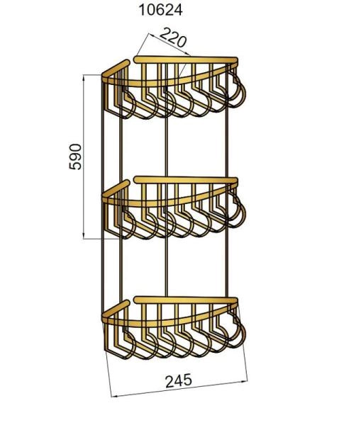 Угловая тройная Полка Boheme (металл) IMPERIALE 10428