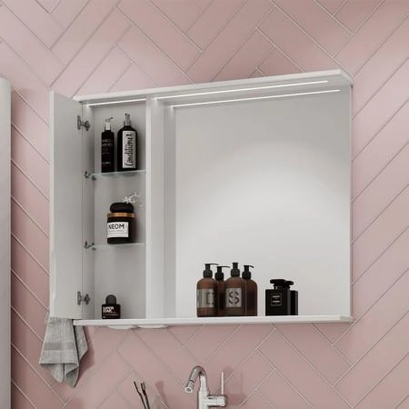 Зеркало-шкаф Volna Adel 80 левый белый глянец