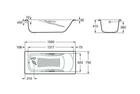 Ванна Roca Princess-n 2204E0000 стальная 150x75 см