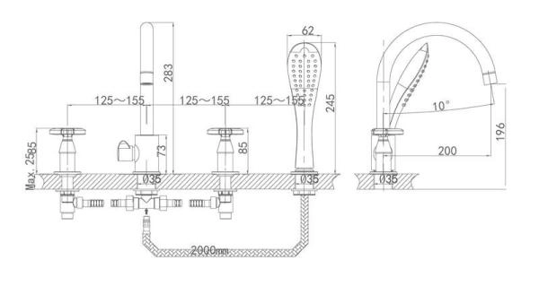 Смеситель для ванны D&K Hessen Goethe (DA1384941)