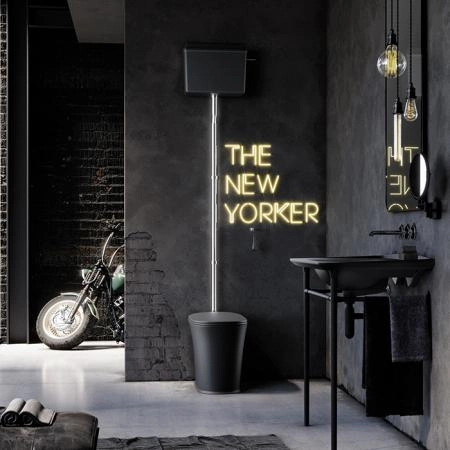 Kerasan The New Yorker Унитаз напольный 60х36.5см с высоким бачком, фурнитура: хром, цвет: черный матовый