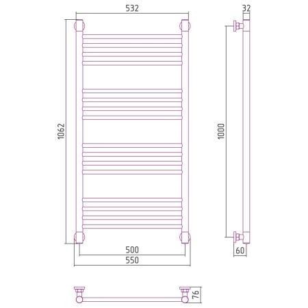 Полотенцесушитель Сунержа Богема+ 550x1062 прямая водяной